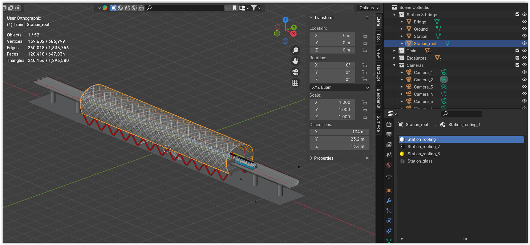 Elevated monorail station 3D model_10