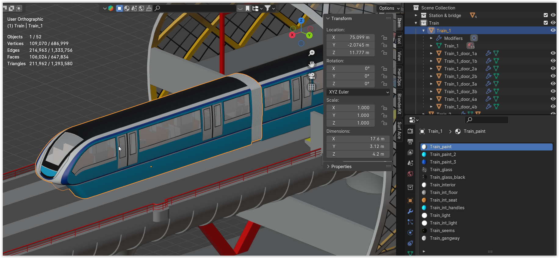 Elevated monorail station 3D model_12