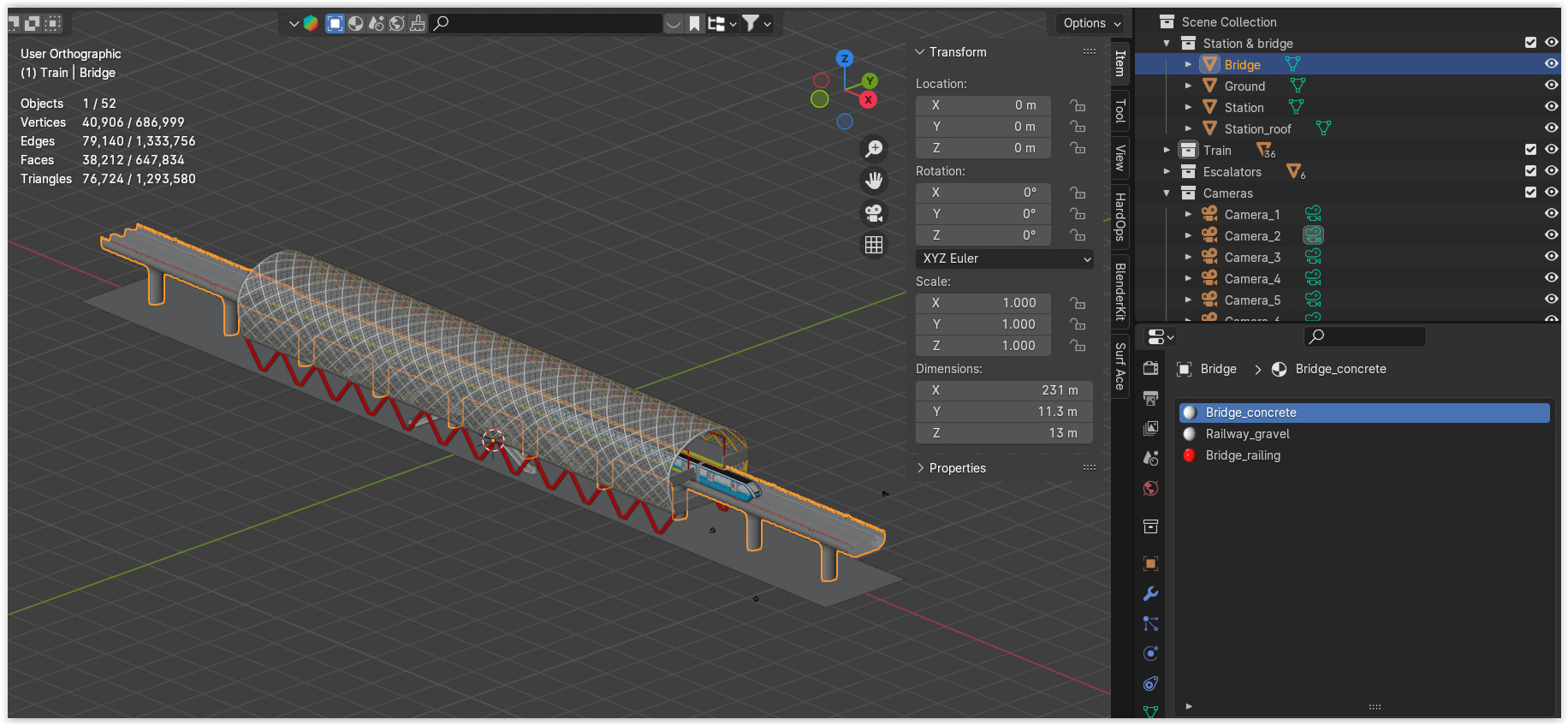 Elevated monorail station 3D model_11
