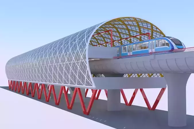 Elevated monorail station