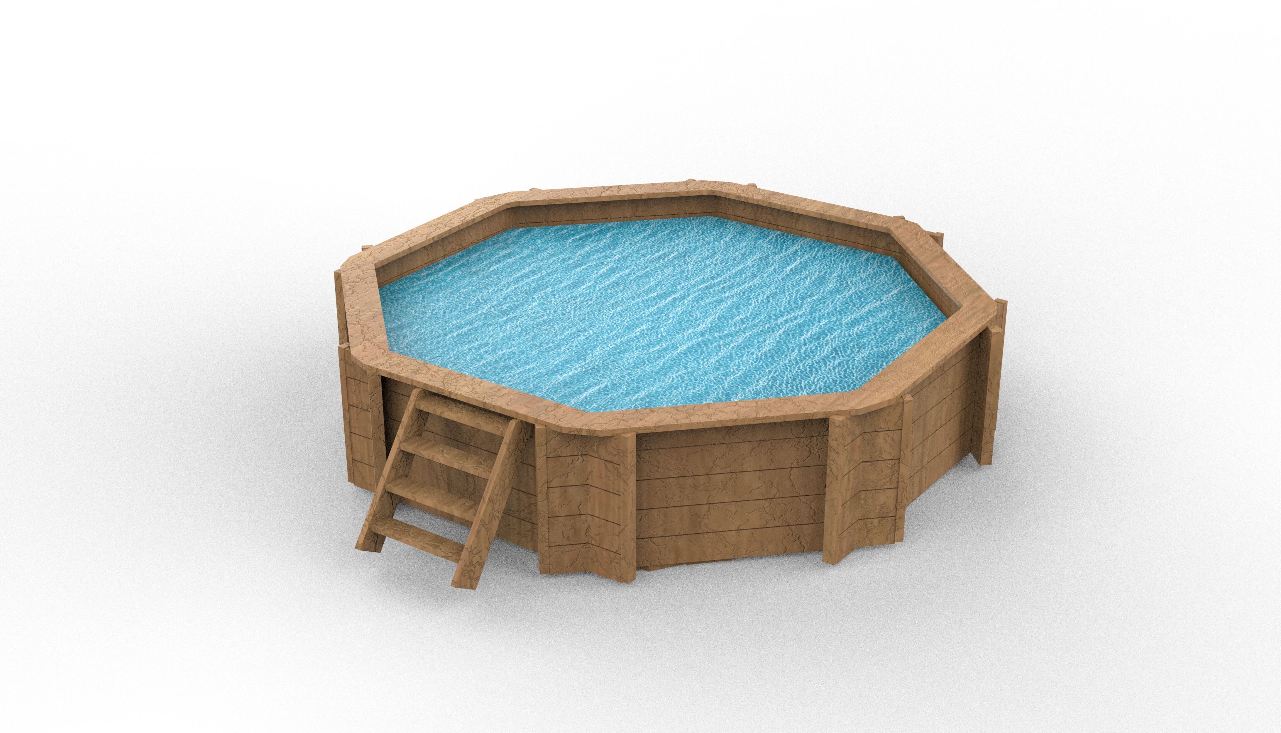 Wooden swimming pool 3D model_7