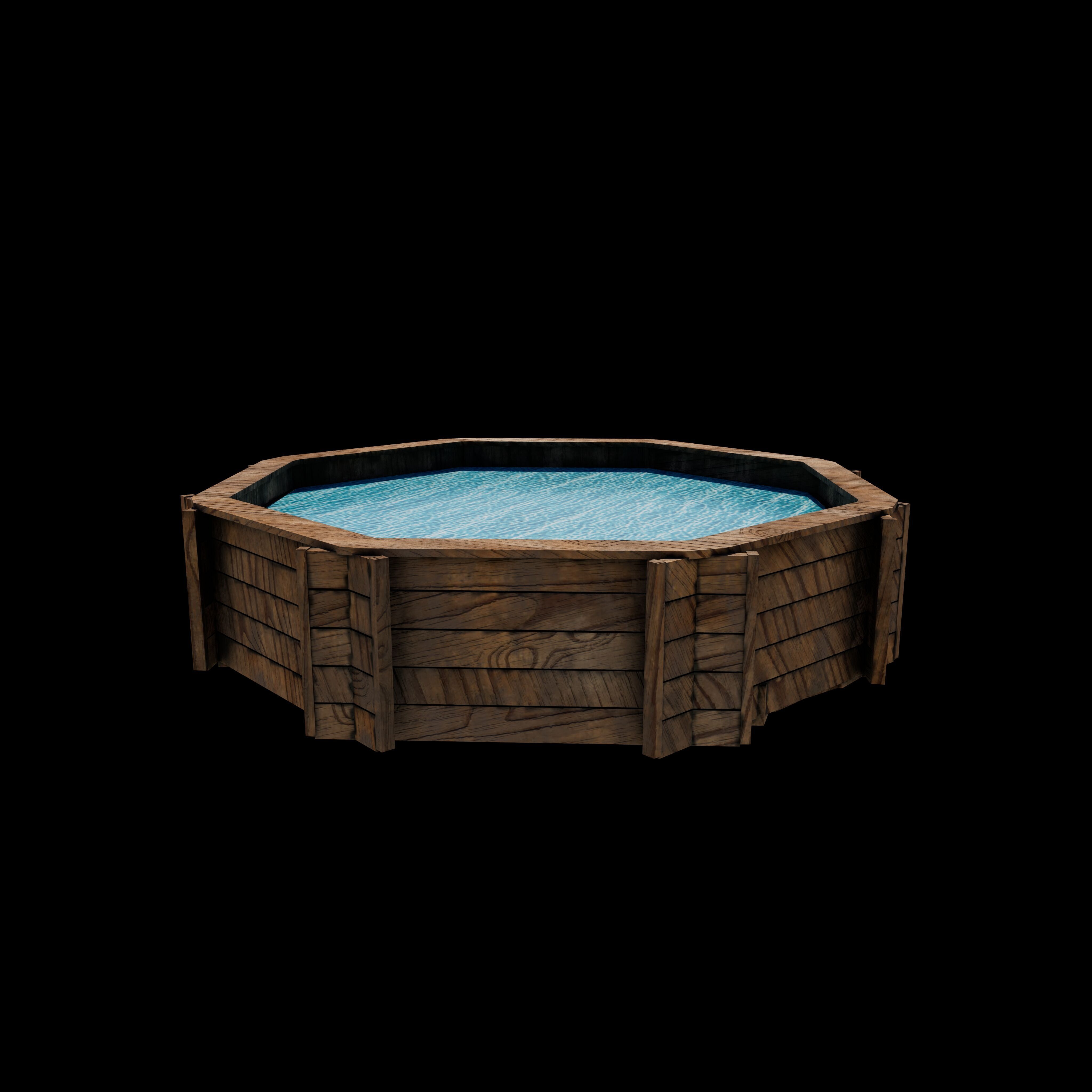 Wooden swimming pool 3D model_6