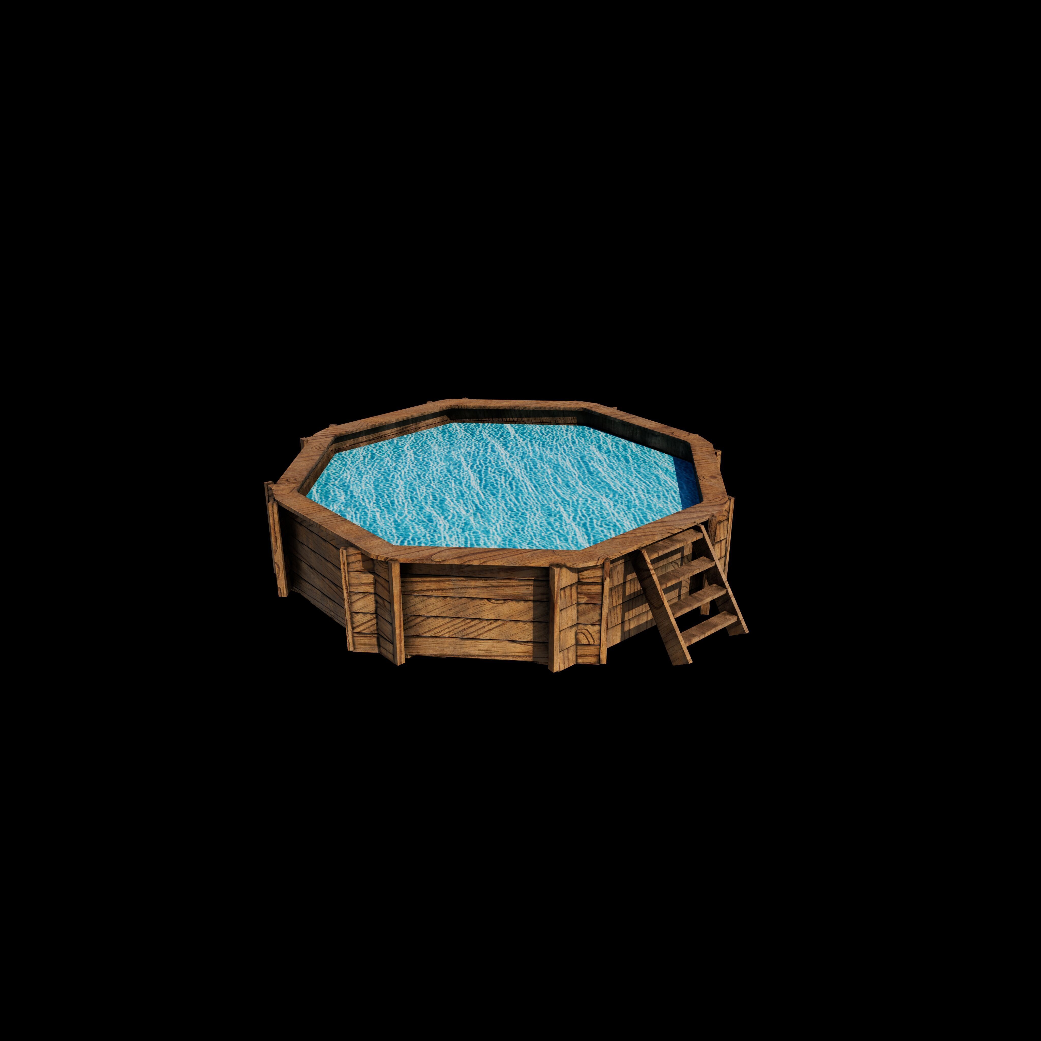 Wooden swimming pool 3D model_4