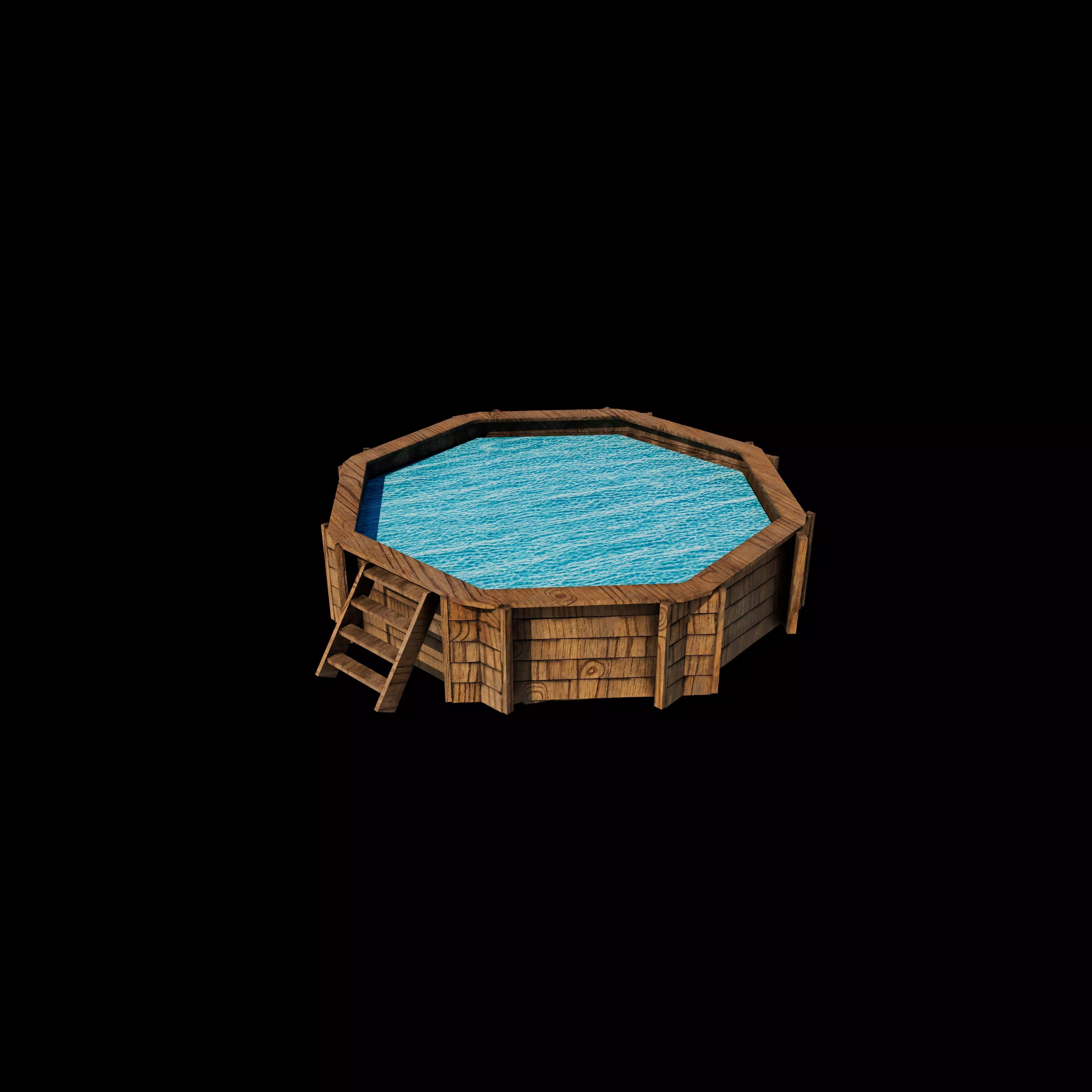 Wooden swimming pool 3D model_0