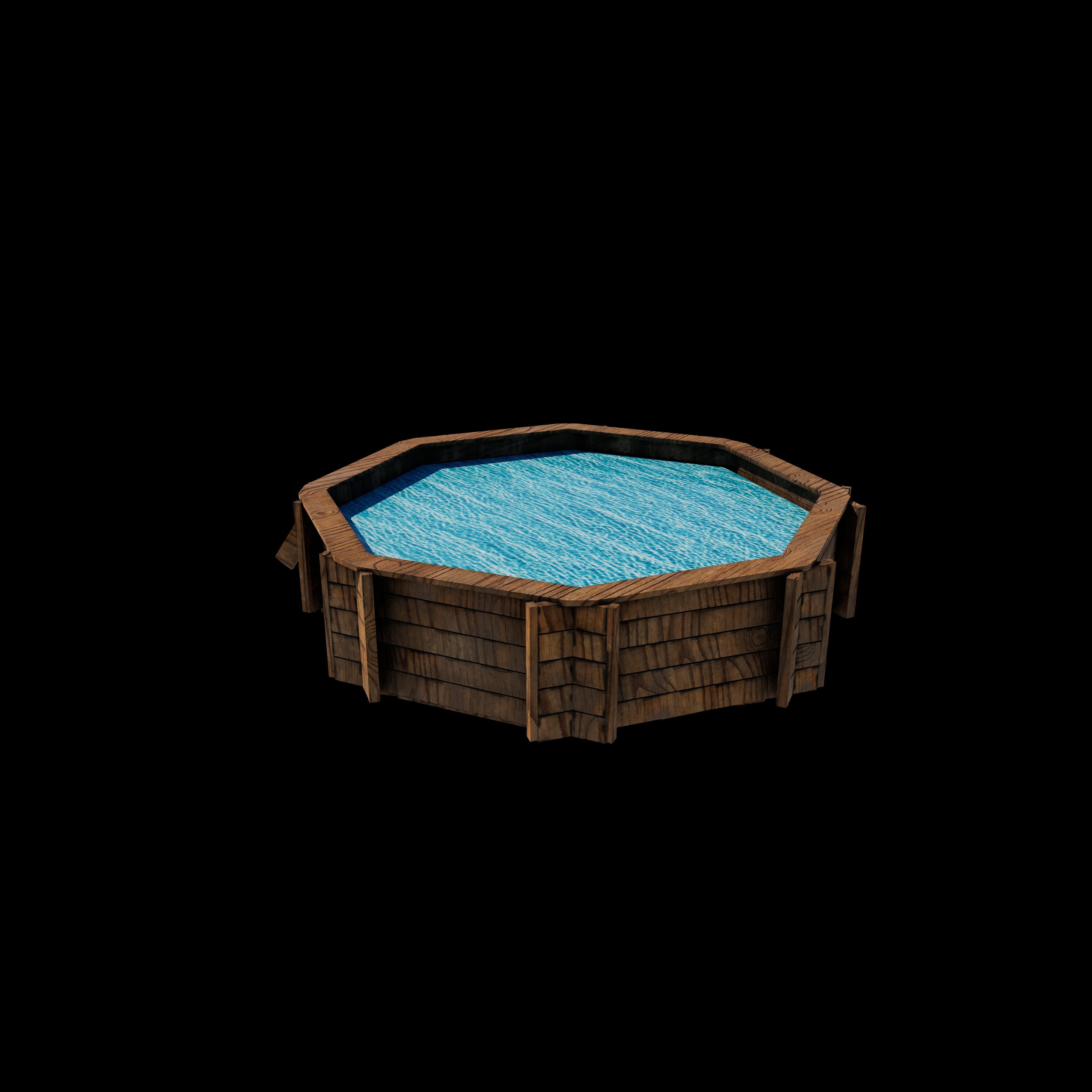 Wooden swimming pool 3D model_2