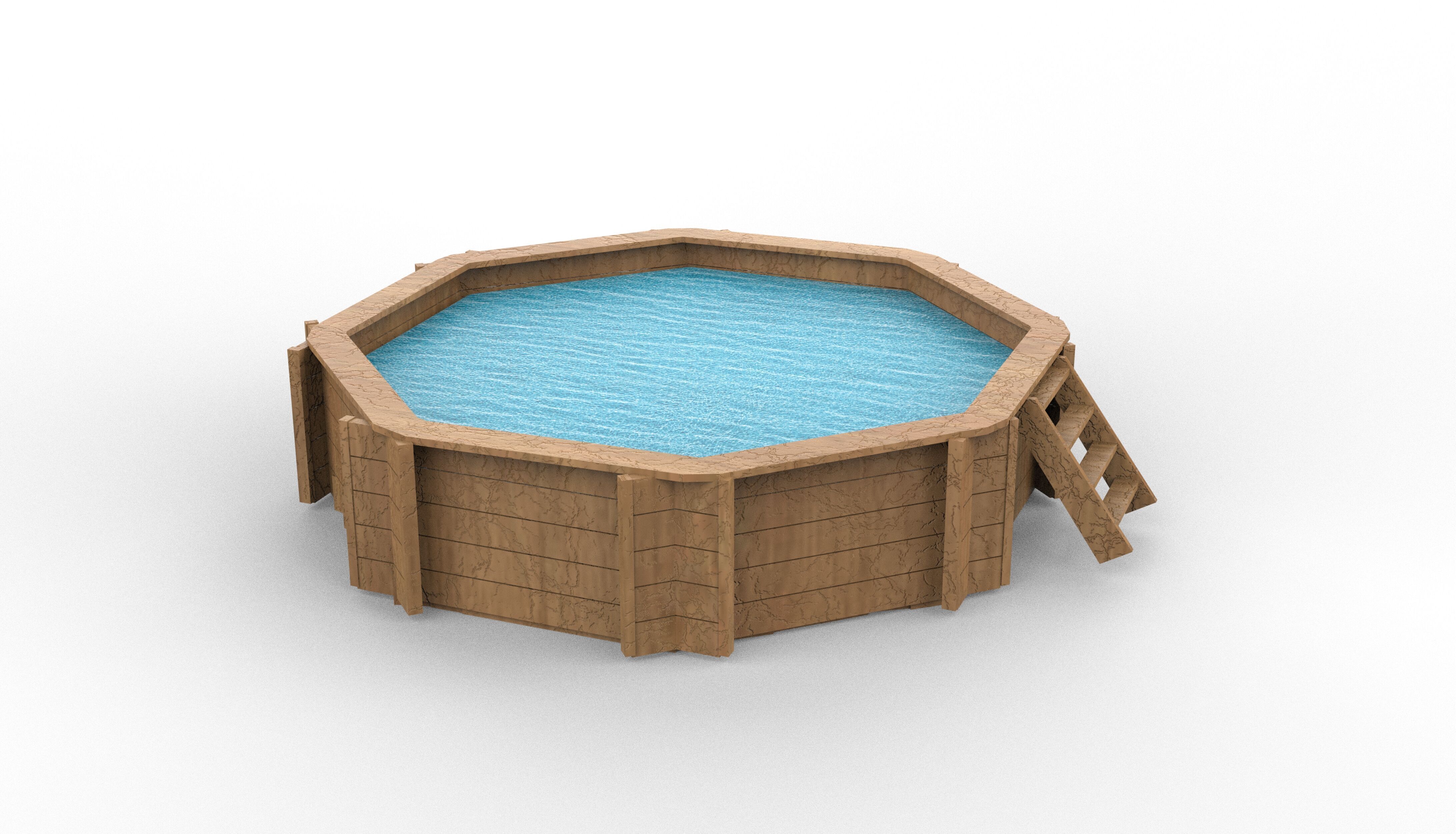 Wooden swimming pool 3D model_8