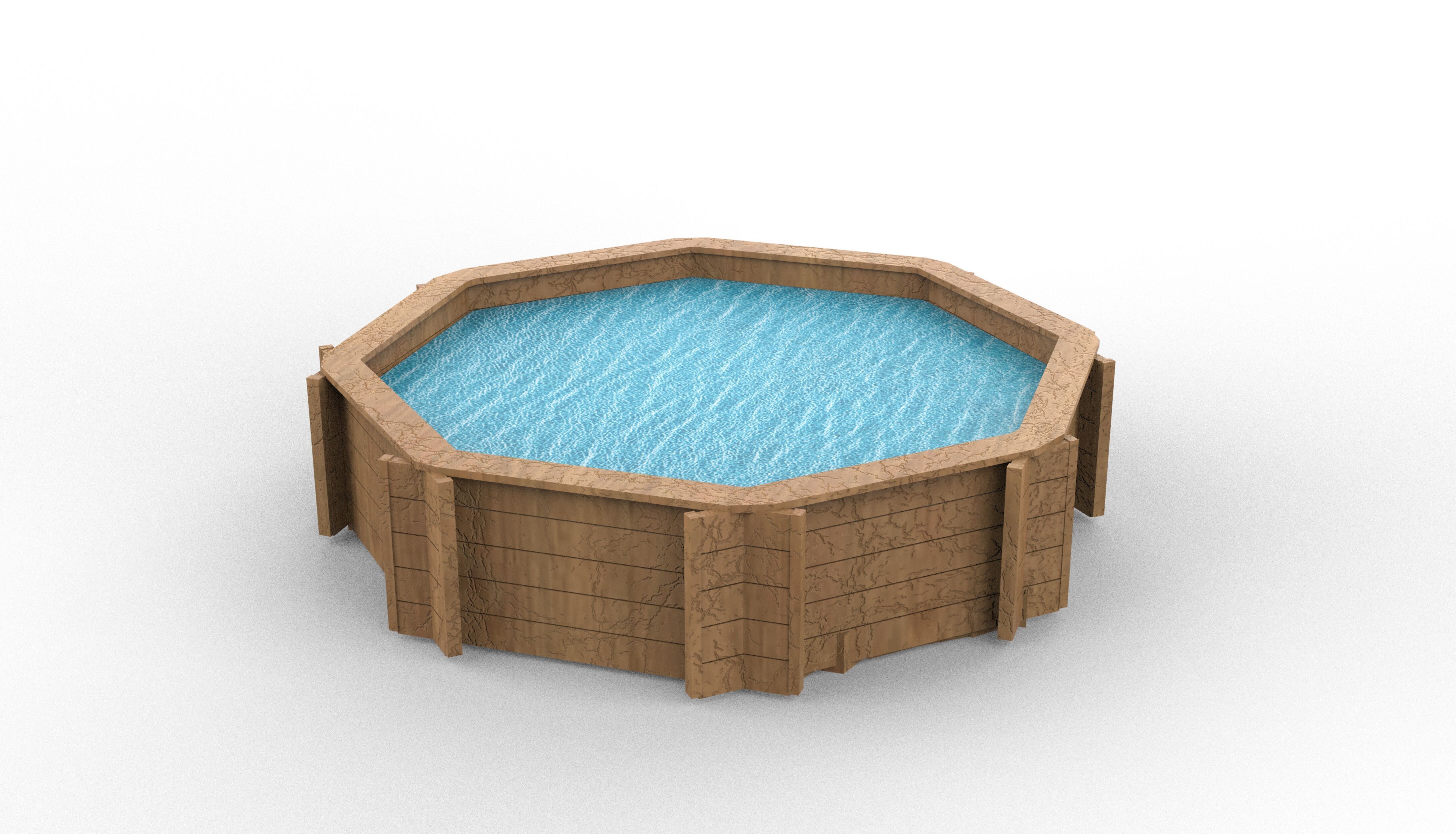 Wooden swimming pool 3D model_9