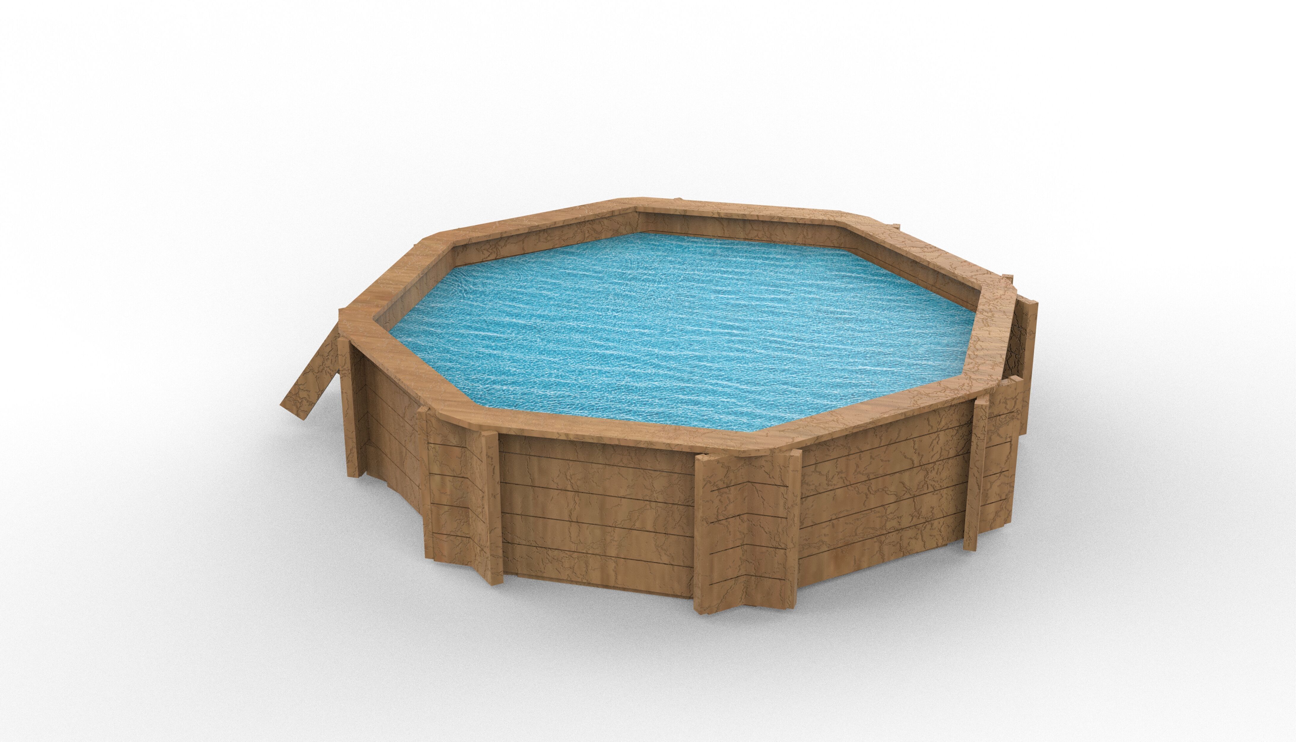 Wooden swimming pool 3D model_10