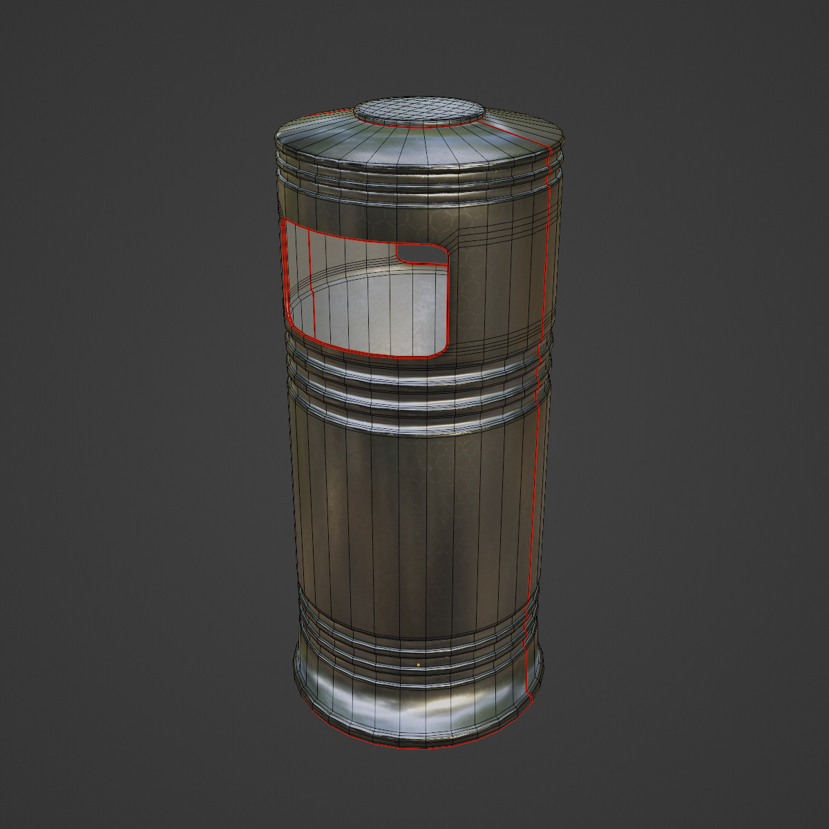 Metal Street Trash Bin 02 Low-poly 3D model_7