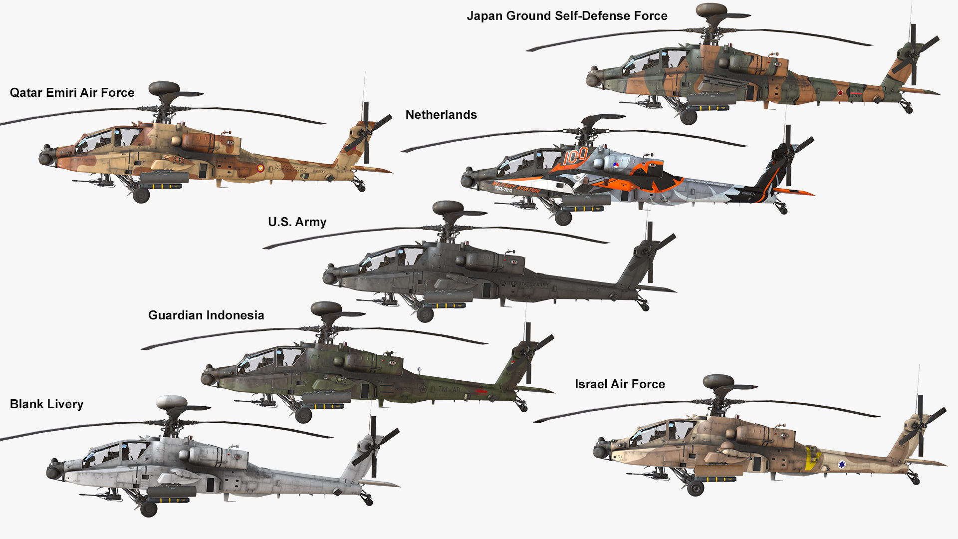 Helicopters Apache AH-64 Collection _7