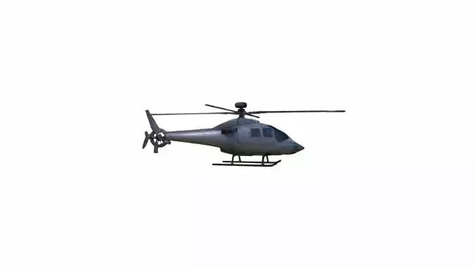 Square Crop Of Helicopter Flying In Sky 3d Render 3D model