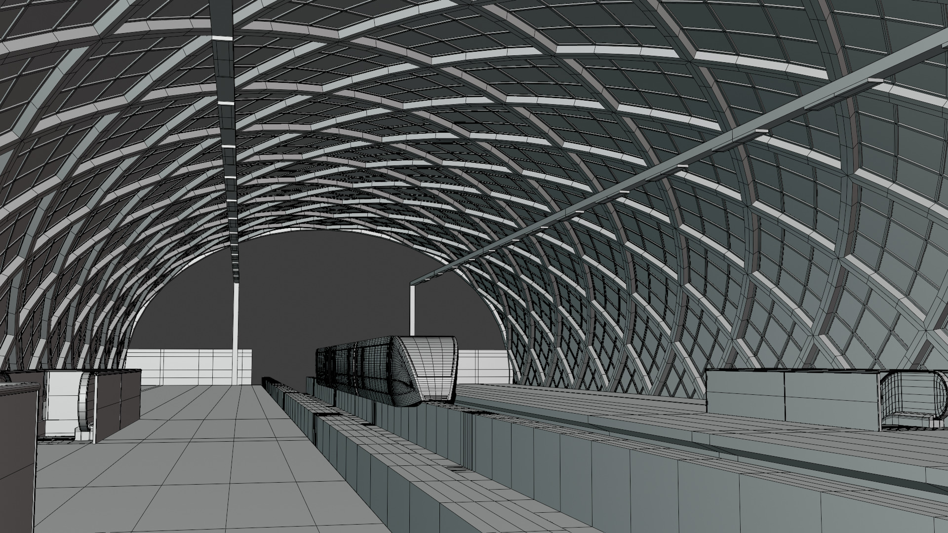 Elevated monorail station II 3D model_6
