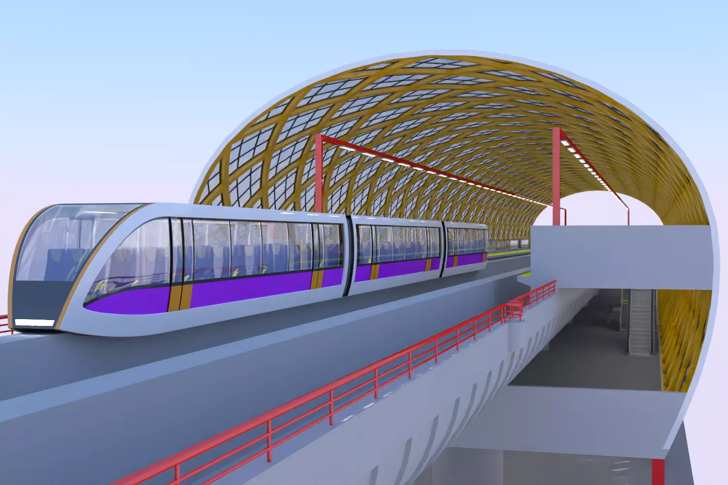 Elevated monorail station II 3D model_0