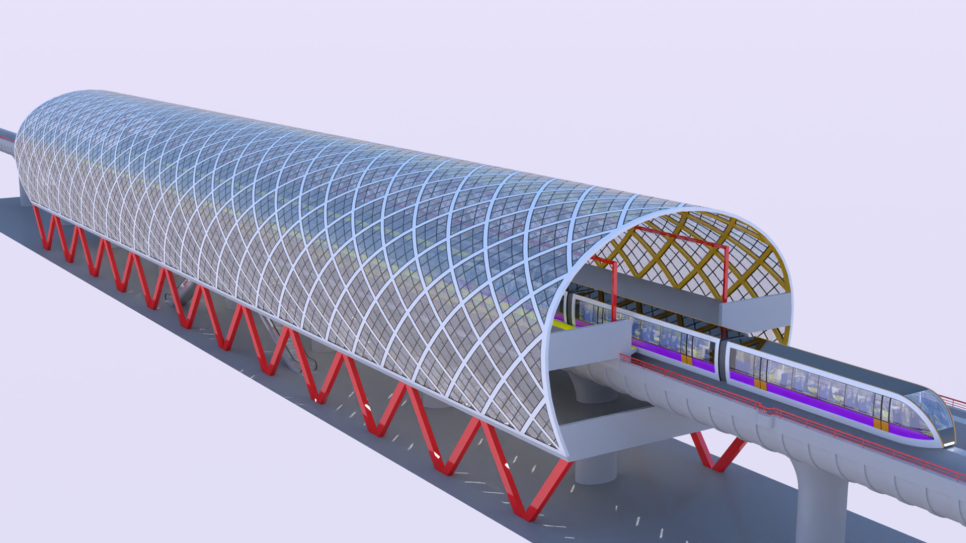 Elevated monorail station II 3D model_7