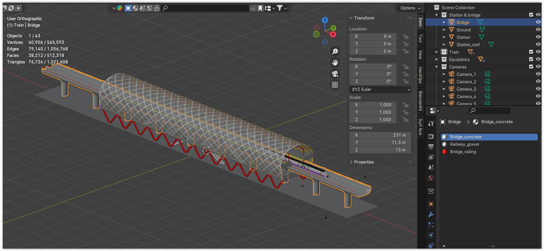 Elevated monorail station II 3D model_10
