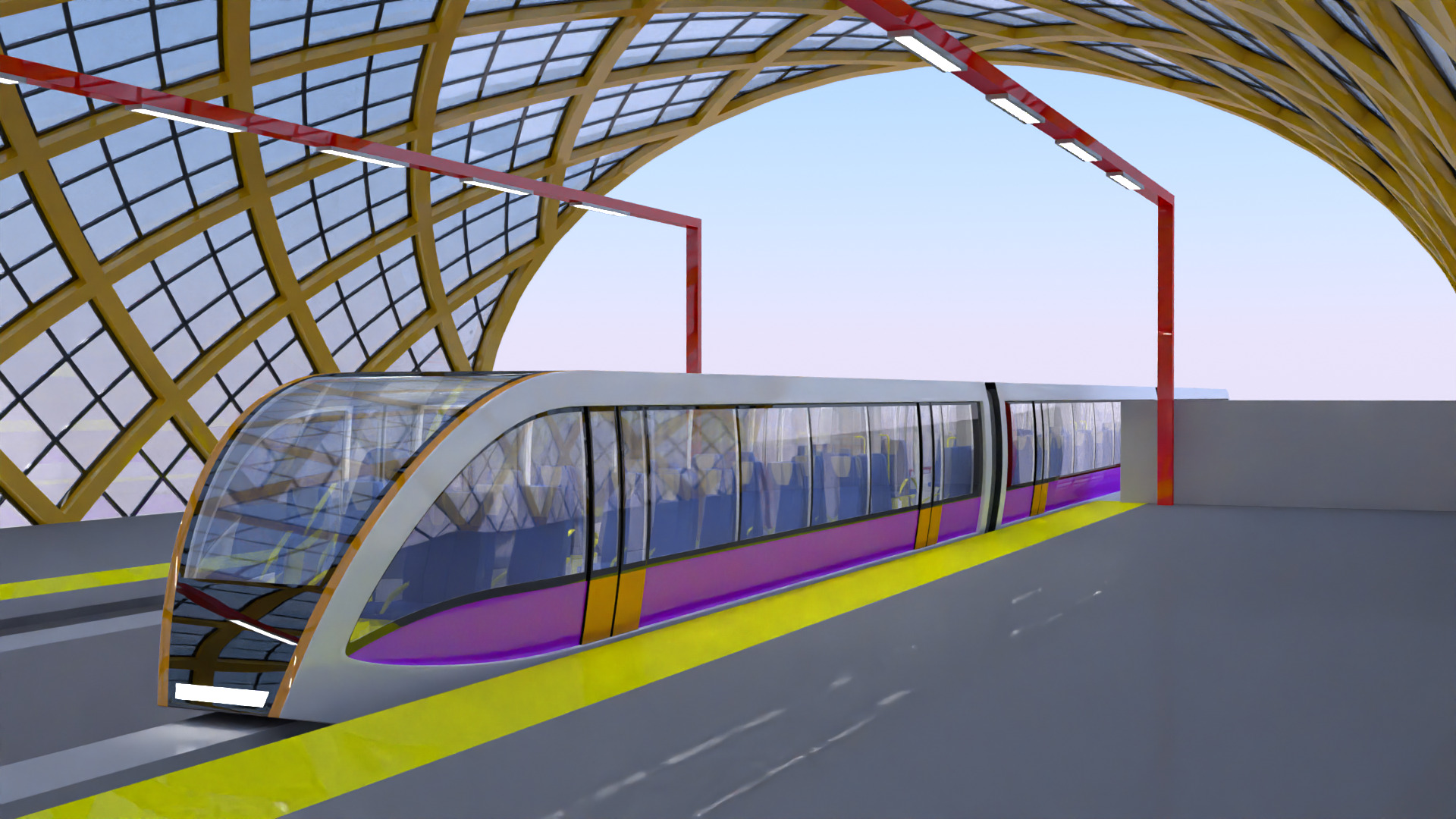 Elevated monorail station II 3D model_8