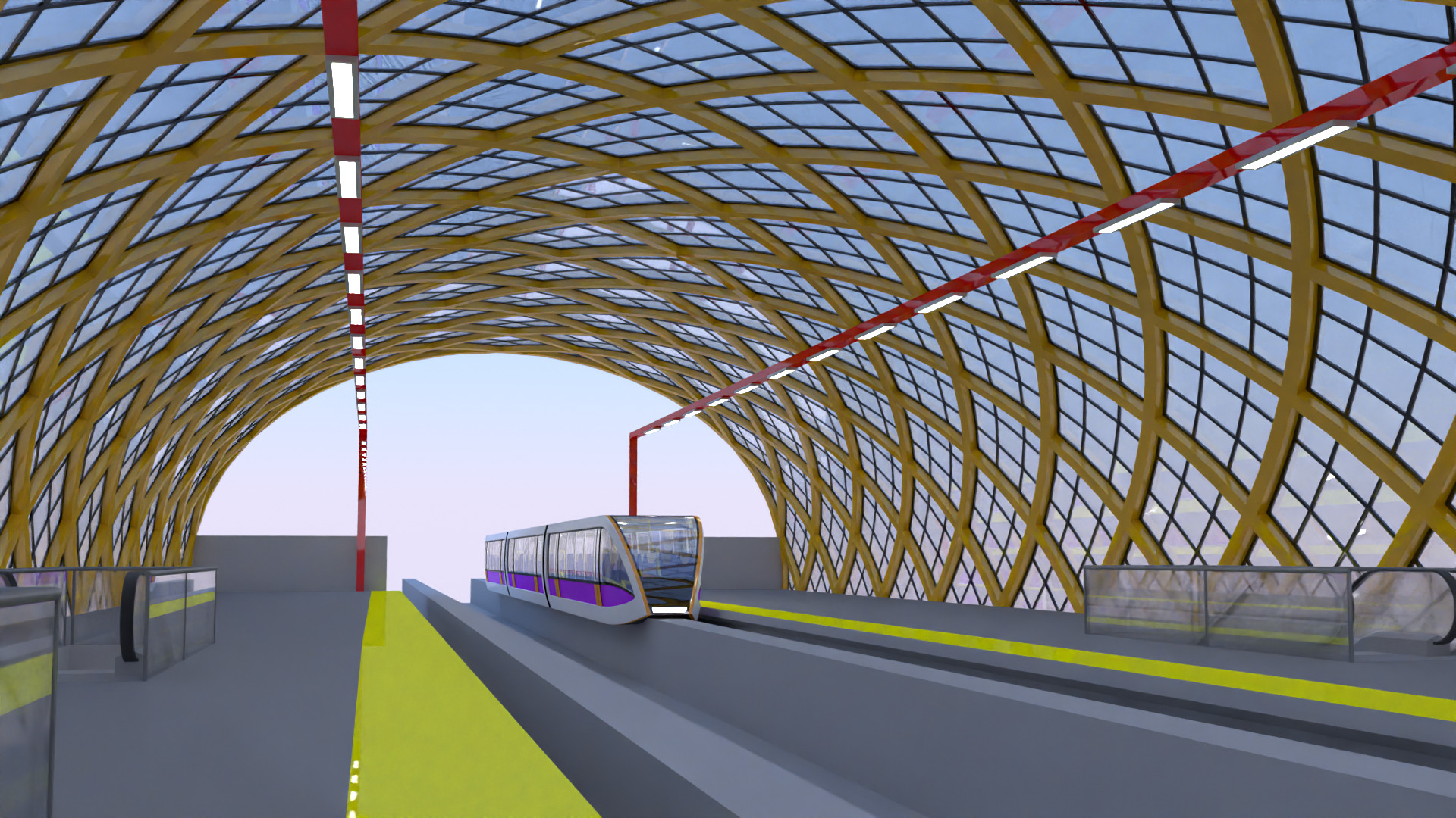 Elevated monorail station II 3D model_5