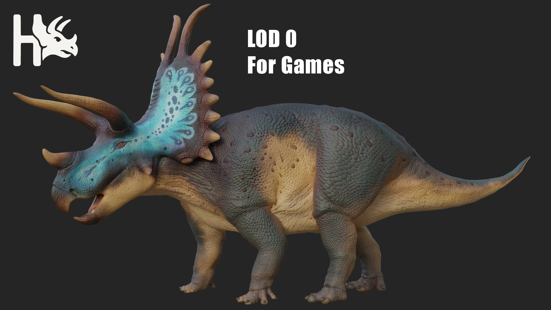 Triceratops Low-poly 3D model_9