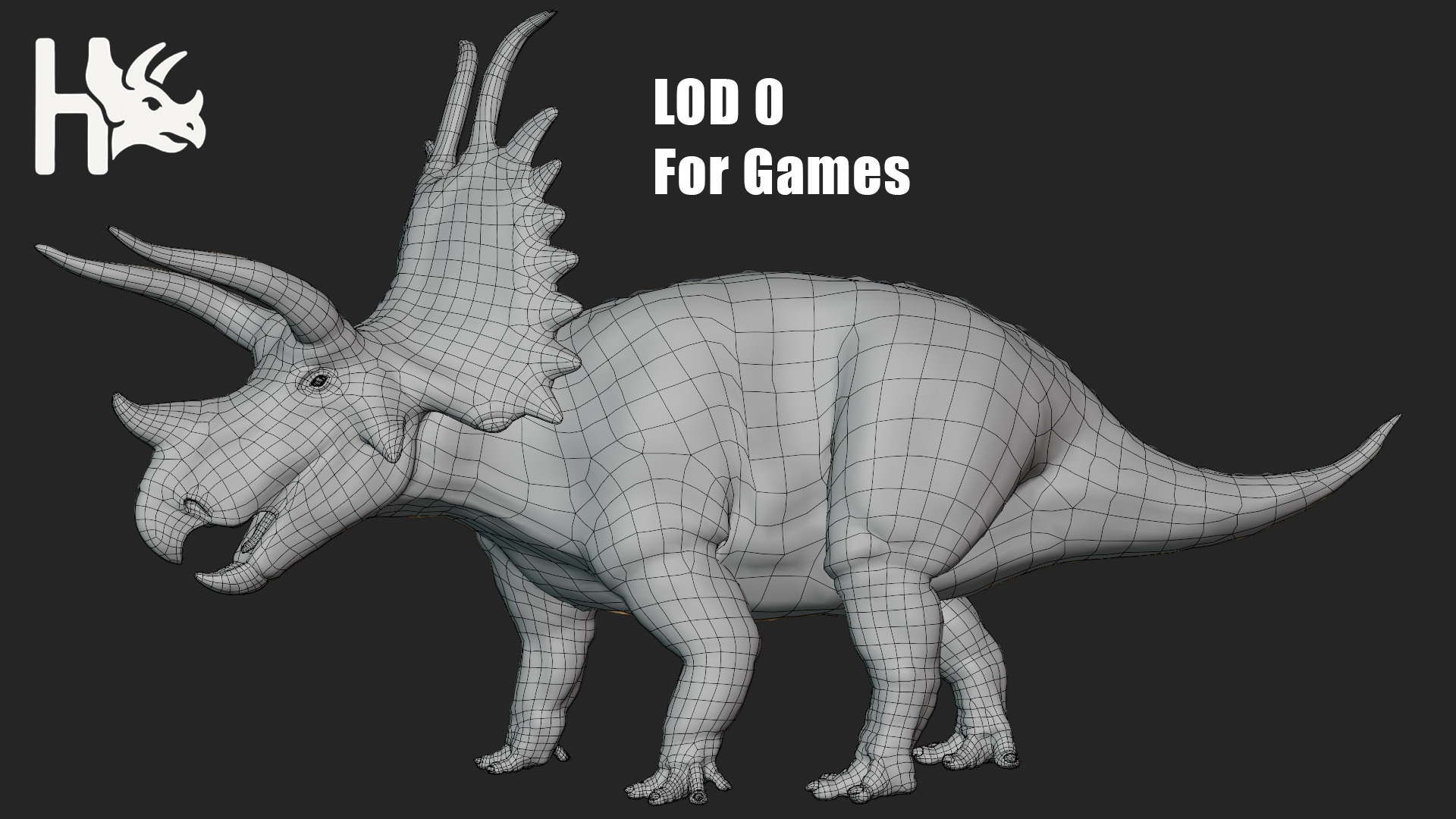 Triceratops Low-poly 3D model_8