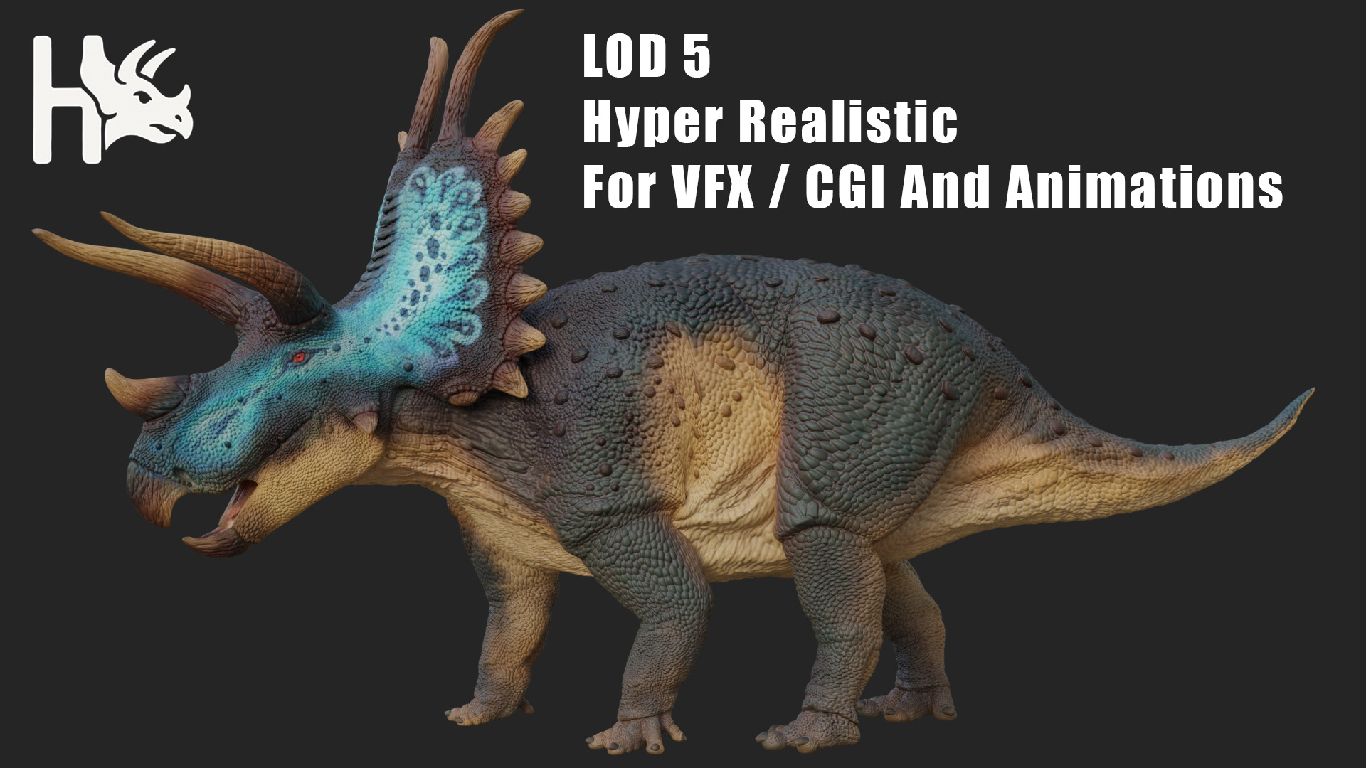 Triceratops Low-poly 3D model_10