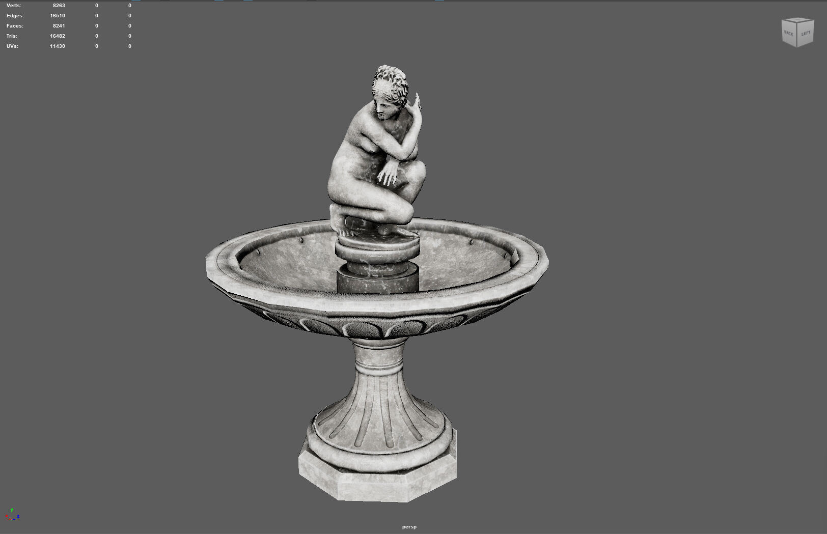 Classical Fountain with Crouching Venus Statue Low-poly 3D model_5