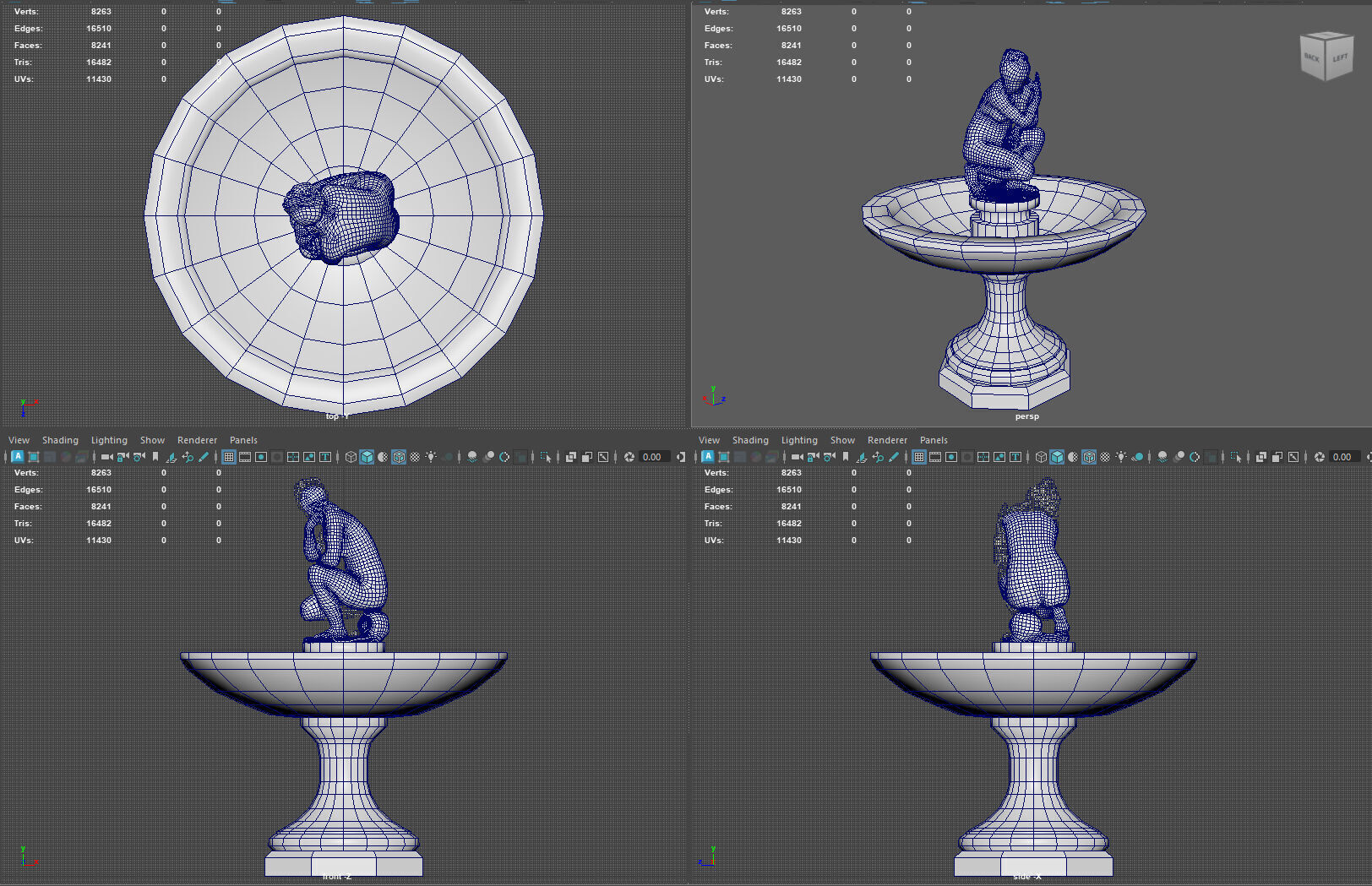 Classical Fountain with Crouching Venus Statue Low-poly 3D model_9