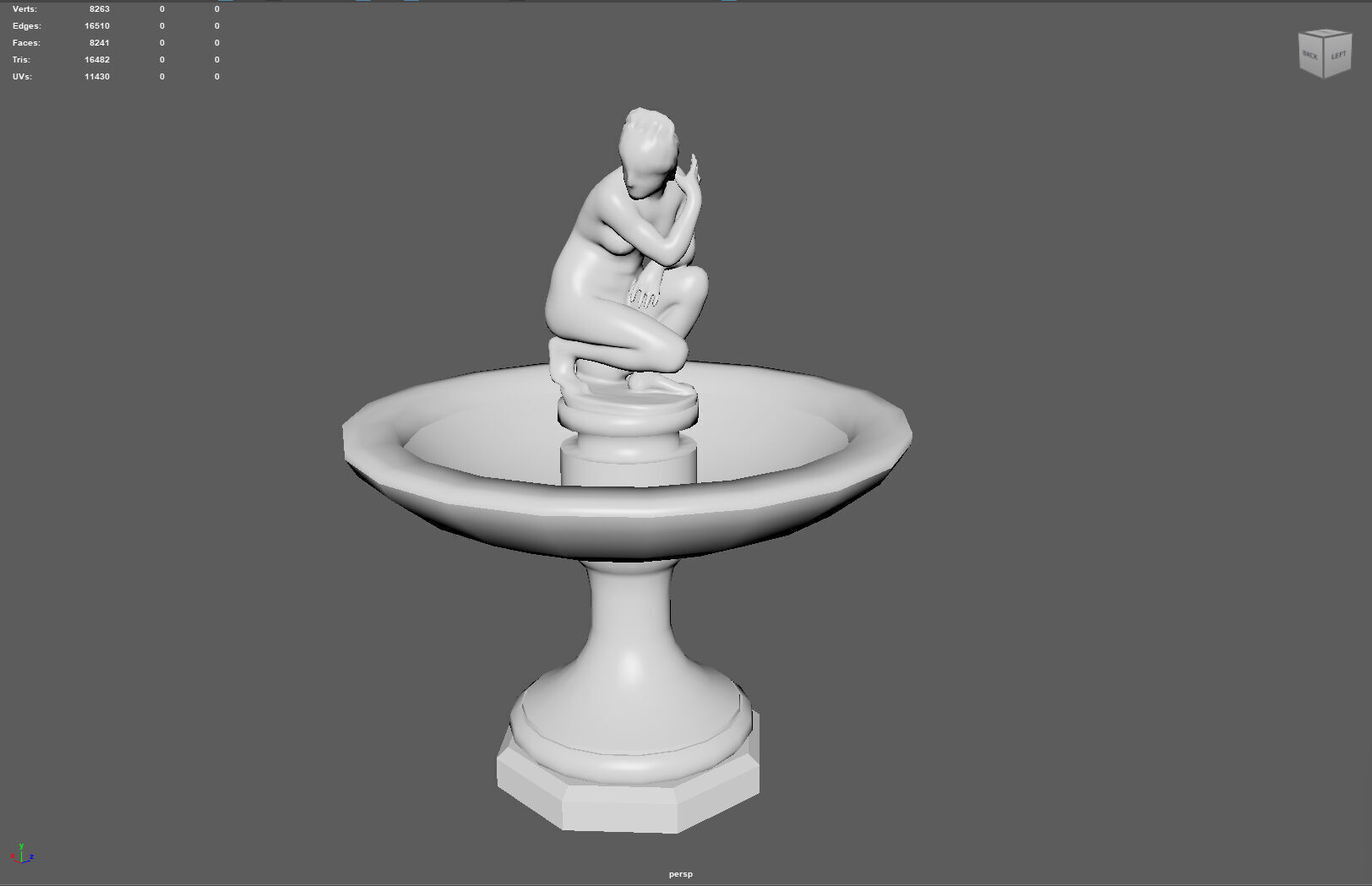Classical Fountain with Crouching Venus Statue Low-poly 3D model_6