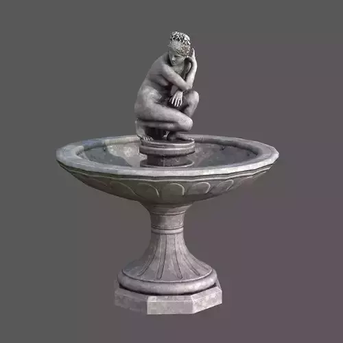 Classical Fountain with Crouching Venus Statue Low-poly 3D model