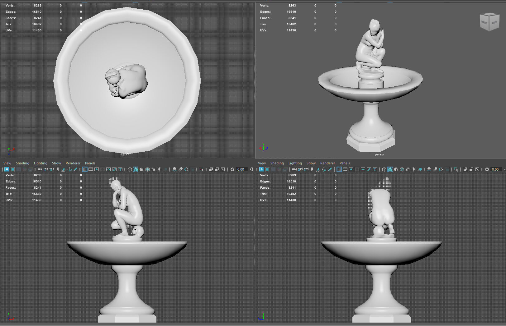 Classical Fountain with Crouching Venus Statue Low-poly 3D model_7