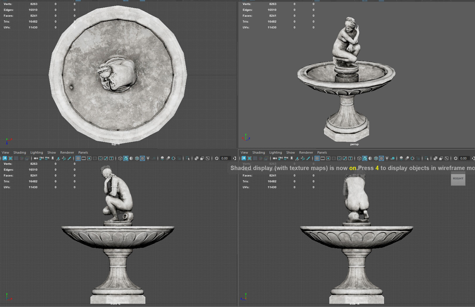 Classical Fountain with Crouching Venus Statue Low-poly 3D model_8