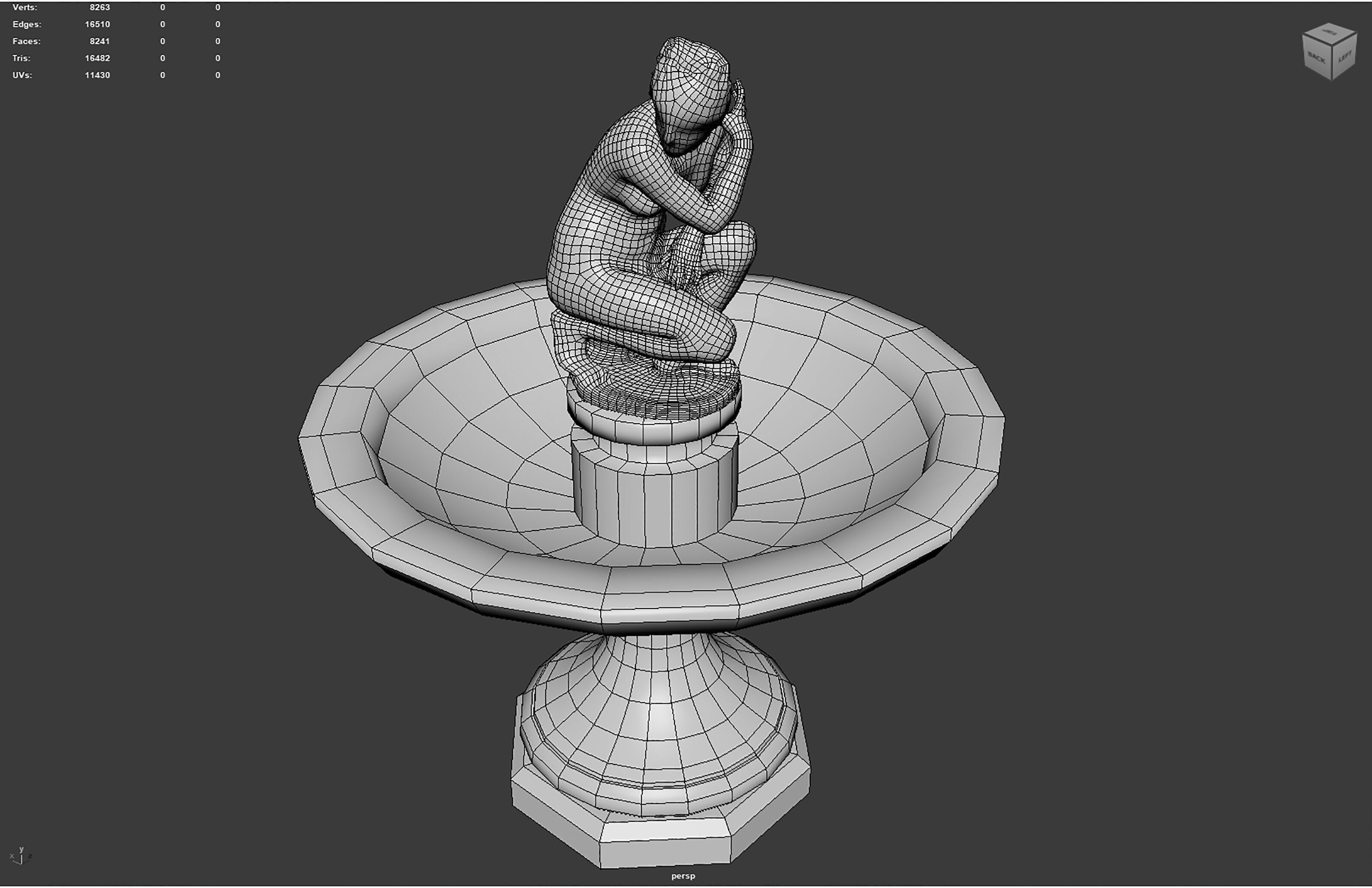 Classical Fountain with Crouching Venus Statue Low-poly 3D model_10