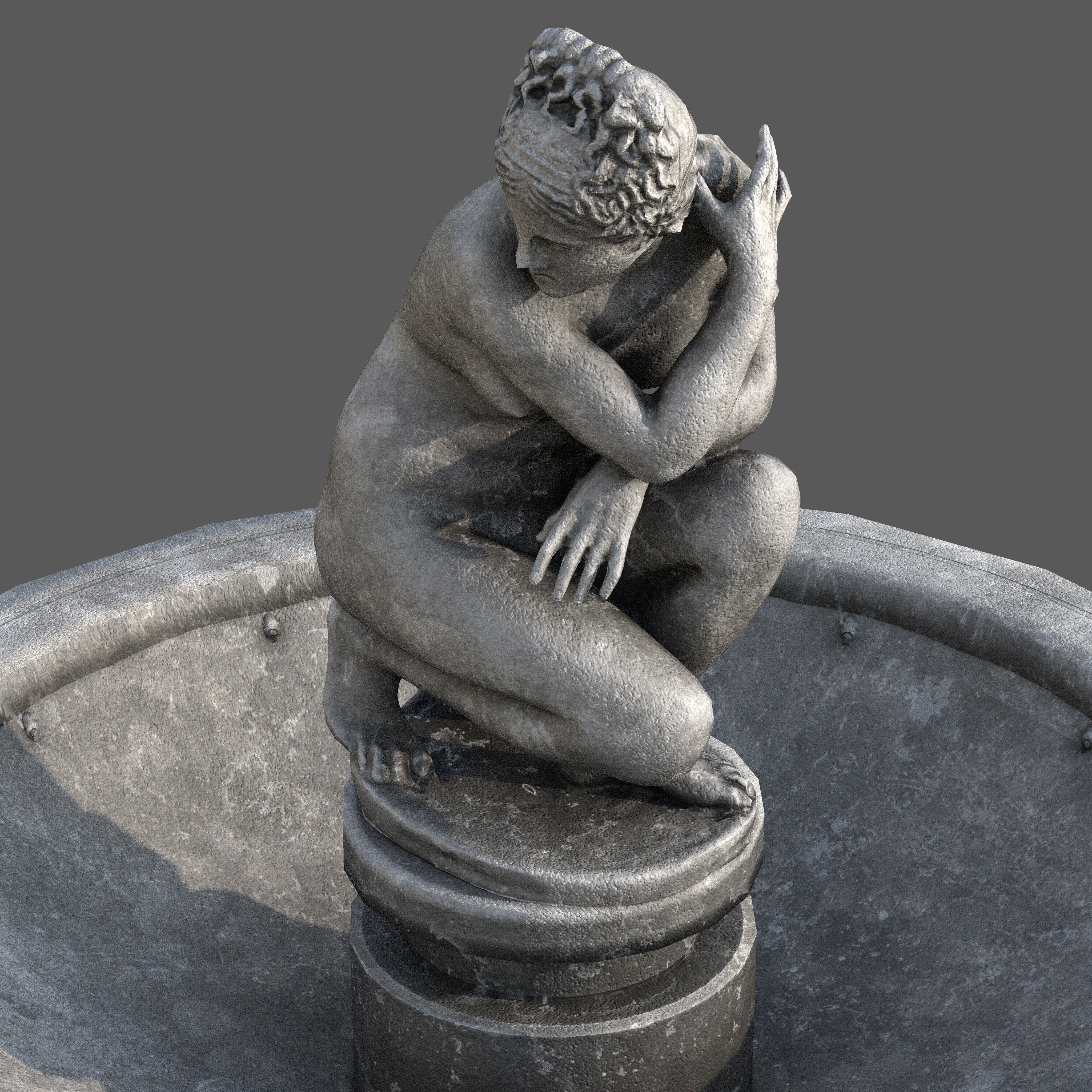 Classical Fountain with Crouching Venus Statue Low-poly 3D model_3