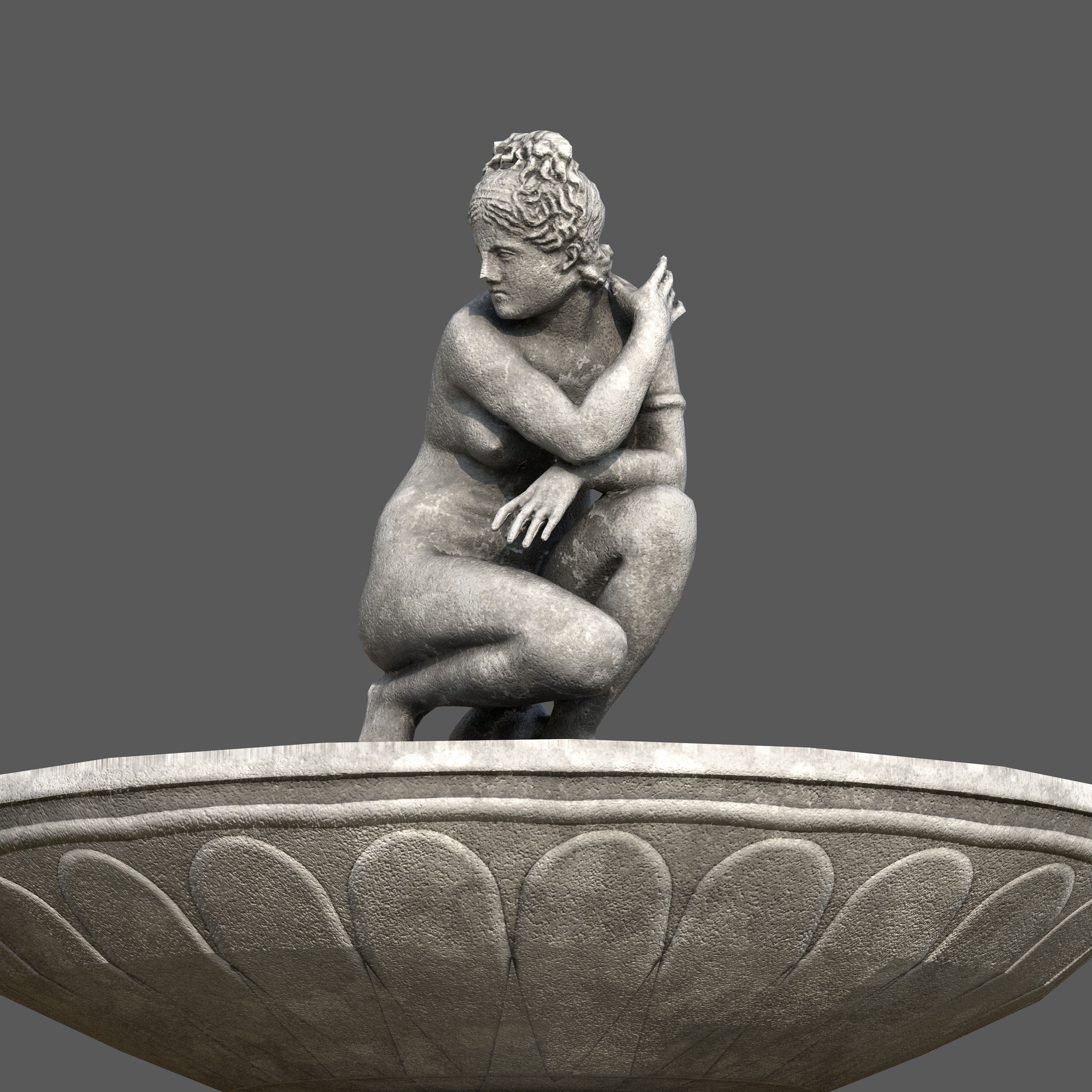 Classical Fountain with Crouching Venus Statue Low-poly 3D model_1