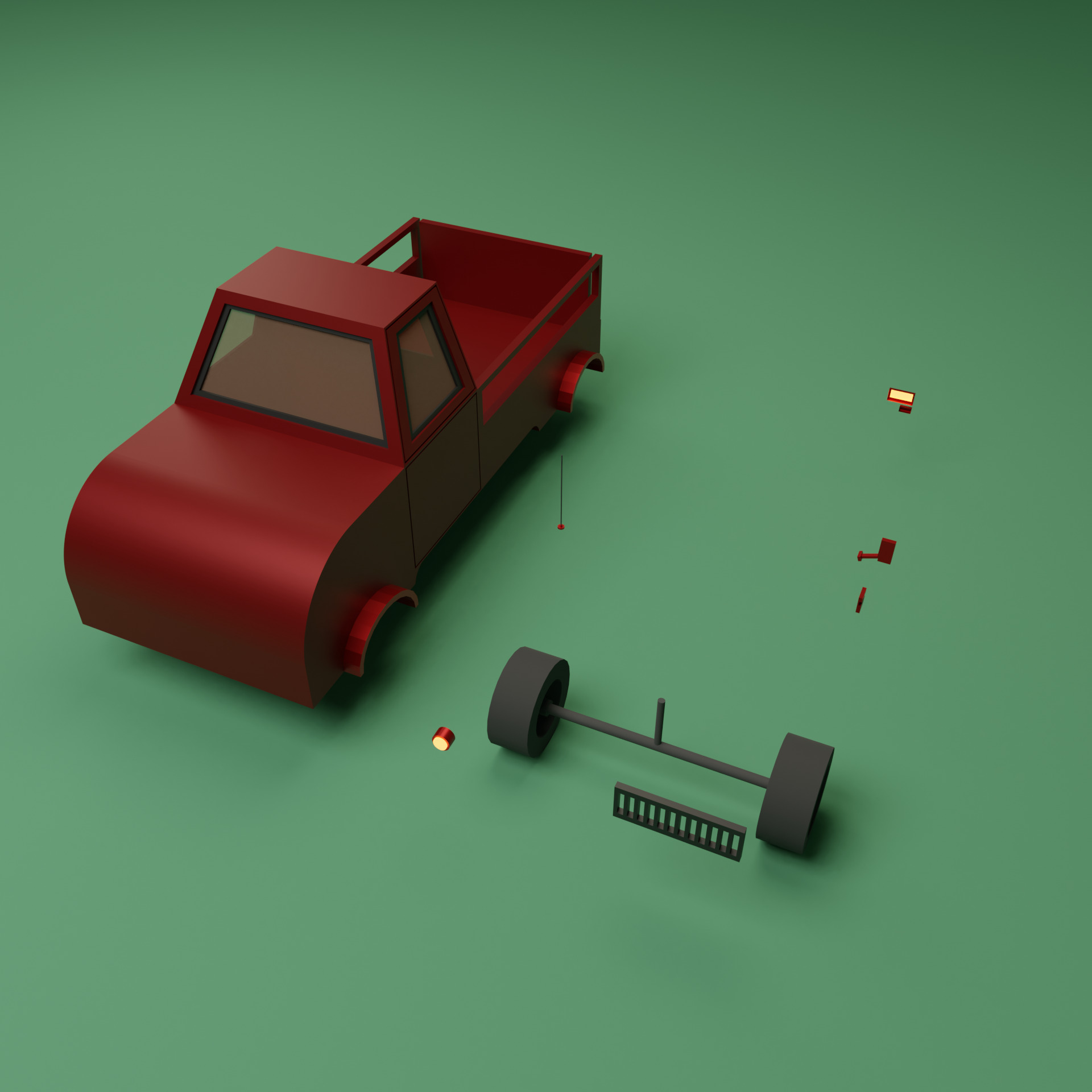 Lowpoly Car 2 Low-poly 3D model_4