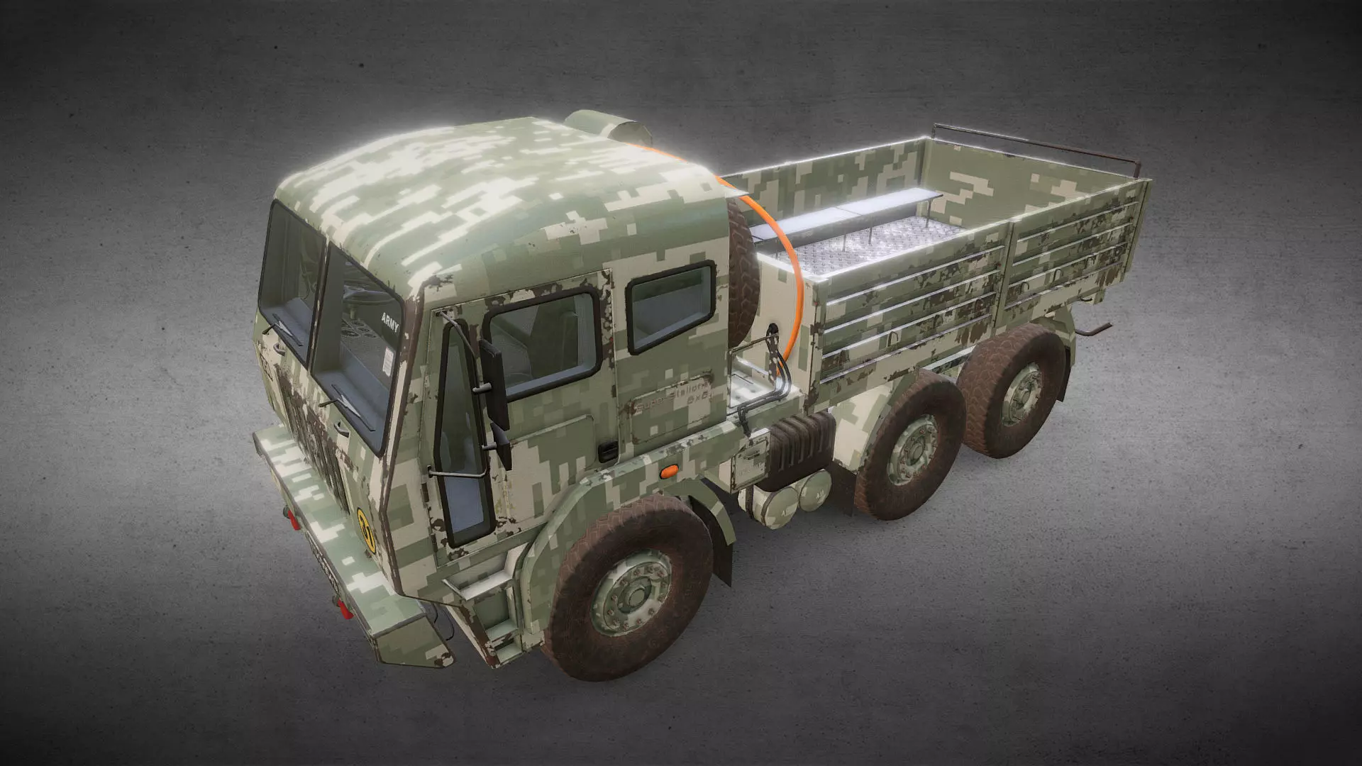 Army Truck Version 5 - No Tarp Frame Low-poly 3D model_0