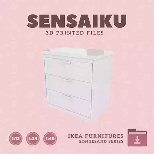 SONGESAND 3 Drawer Chest for Dollhouse - IKEA - 3D Print