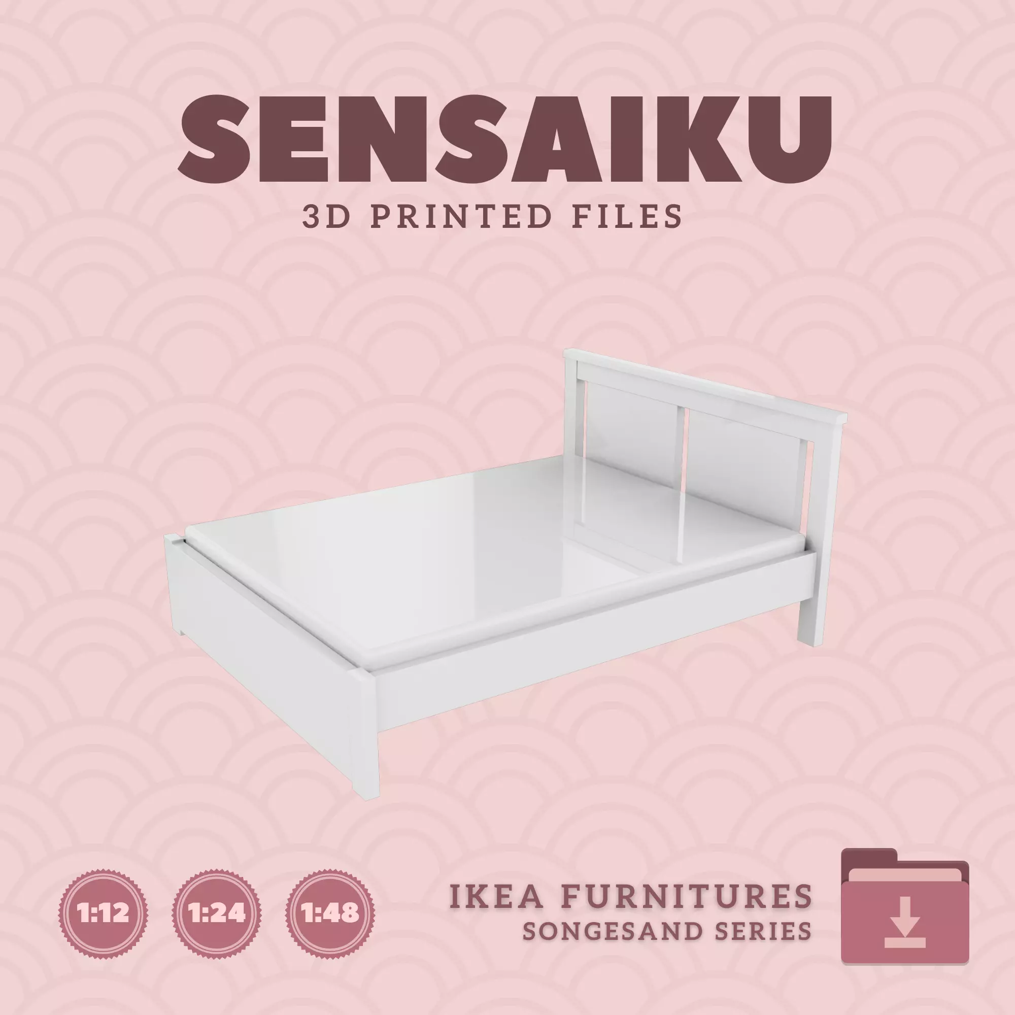 SONGESAND Bed Frame - Queen Bed for Dollhouse - IKEA - 3D Print 3D print model