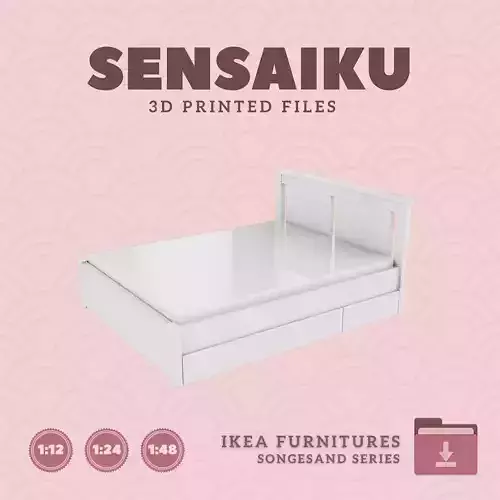 SONGESAND Queen Bed storages for Dollhouse - IKEA - 3D Print 3D print model
