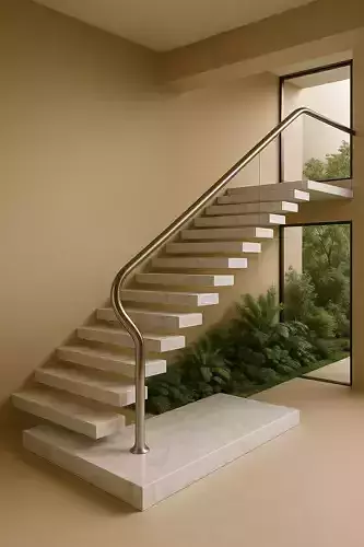 Modern Floating Marble Staircase - 3D Model