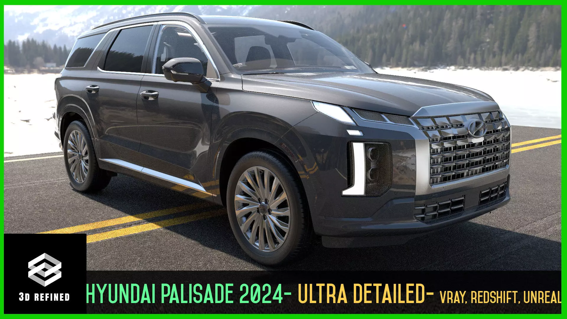 Hyundai Palisade 2024 SUV -photoreal-Vray-Redshift-Unreal-lights 3D model_0