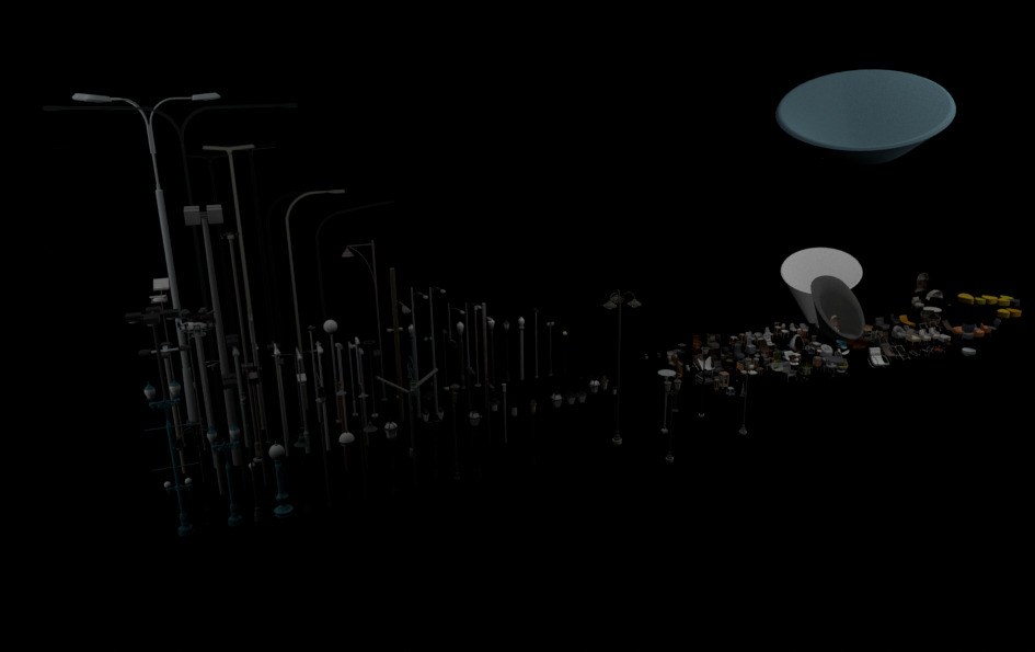 furniture set and street lights 3D model_5