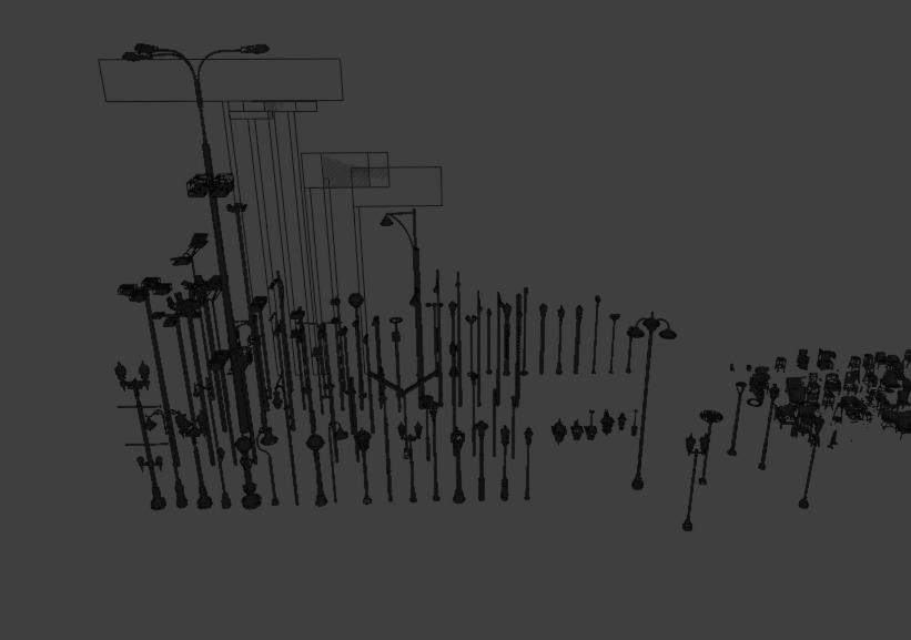 furniture set and street lights 3D model_9