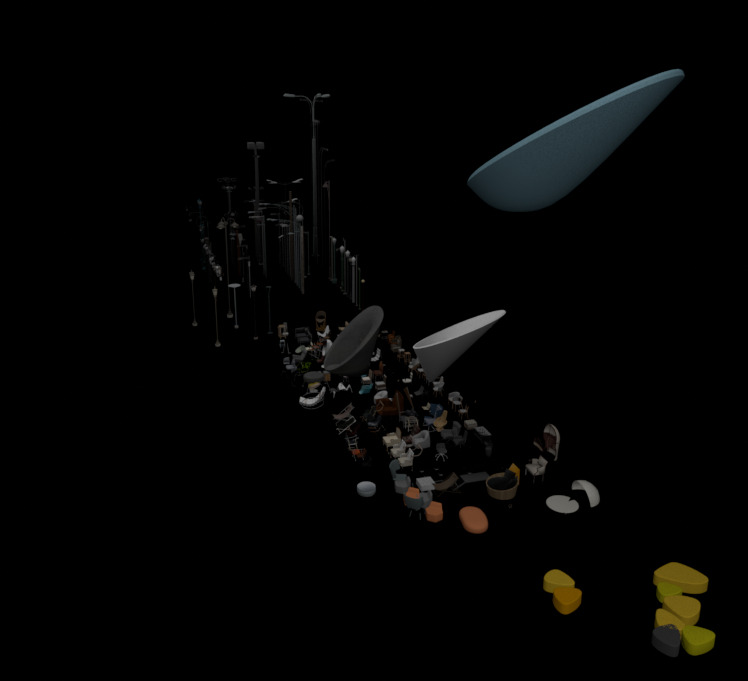 furniture set and street lights 3D model_4