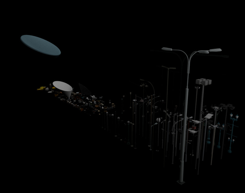 furniture set and street lights 3D model_2