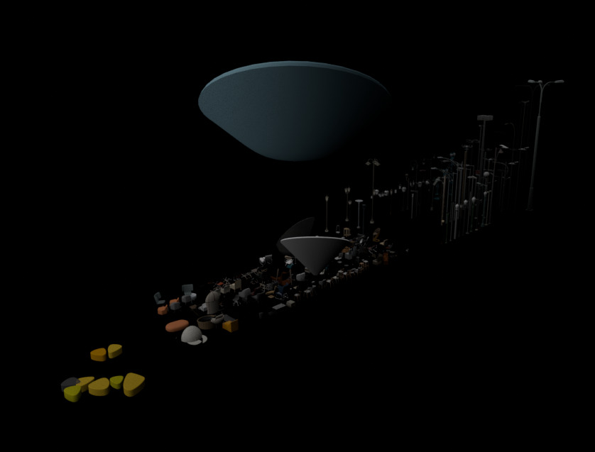 furniture set and street lights 3D model_3