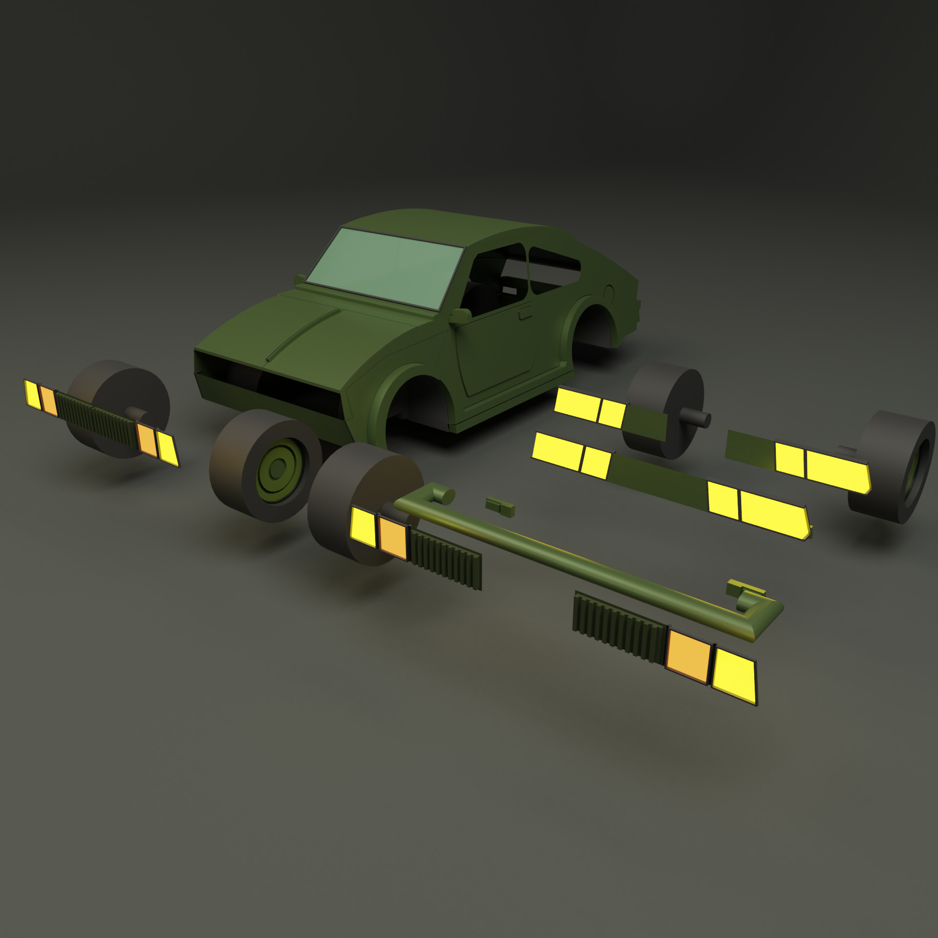 Lowpoly car 7 Low-poly 3D model_2