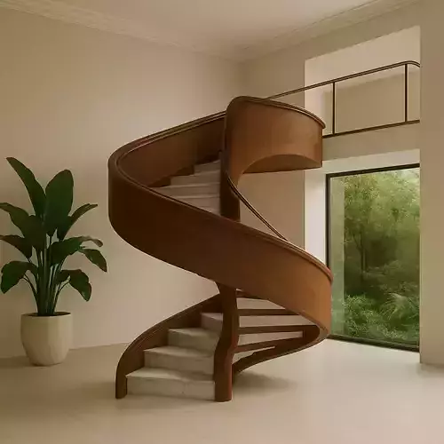 Luxury Spiral Wooden Staircase - 3D Model