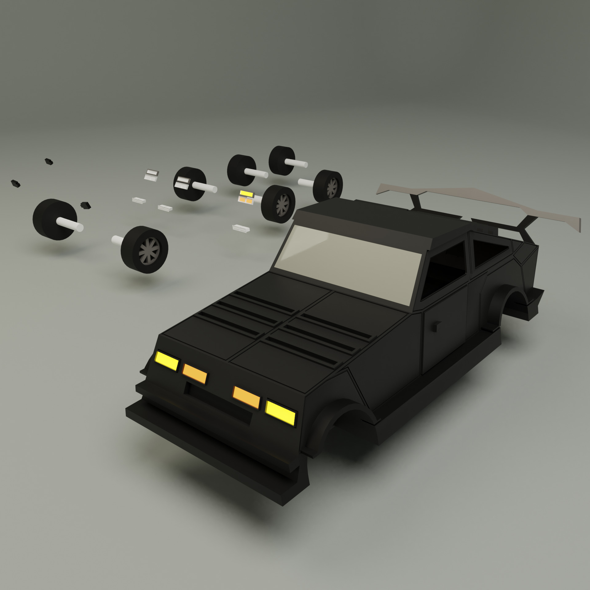 Car number 8 Low-poly 3D model_2