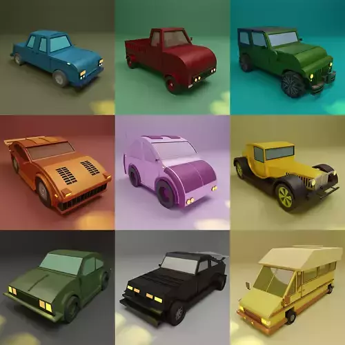 Lowpoly cars collection - car 1-9 