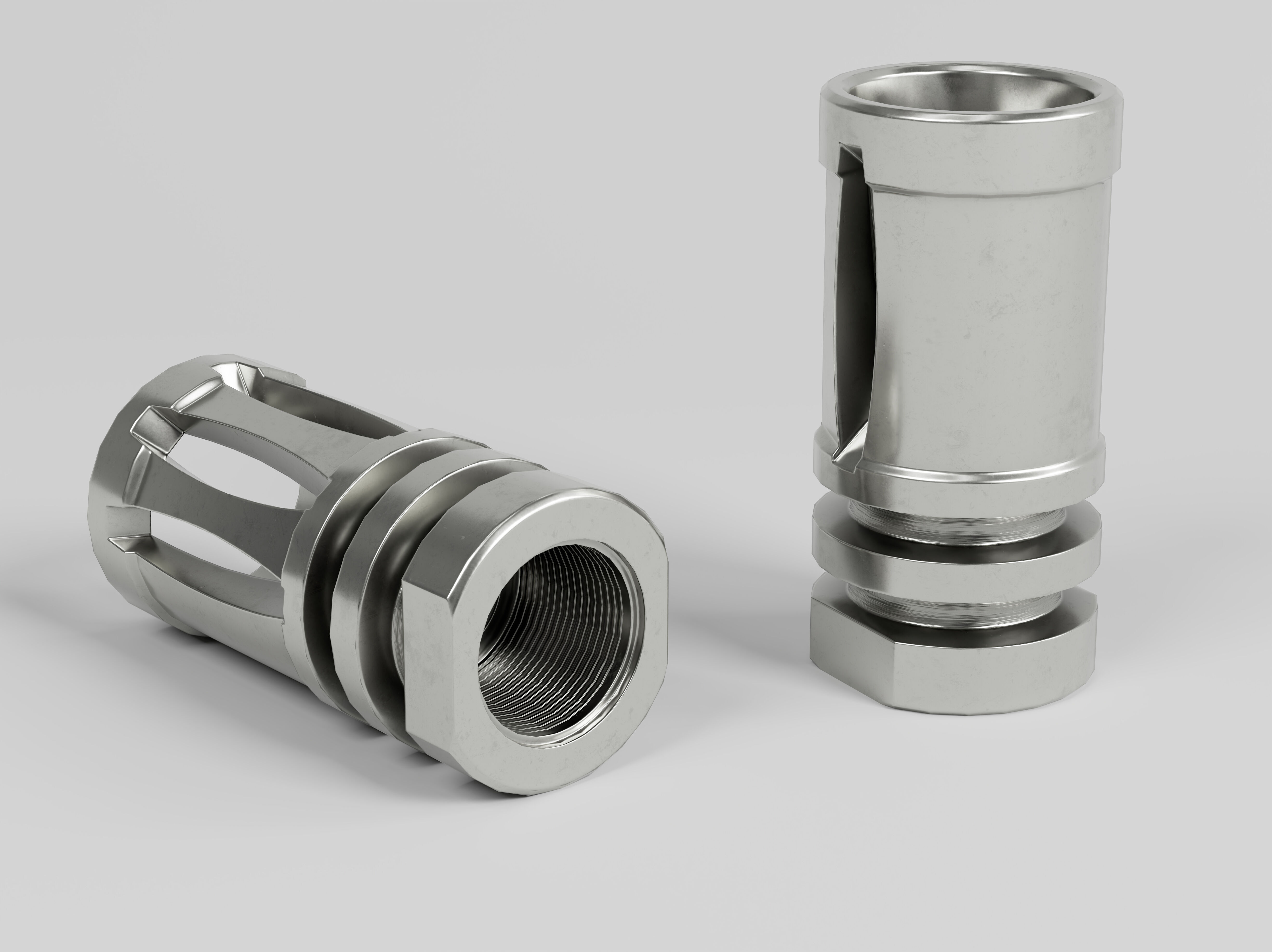 A2 Birdcage Flash Hider 5 56 and 223 Low-poly 3D model_2